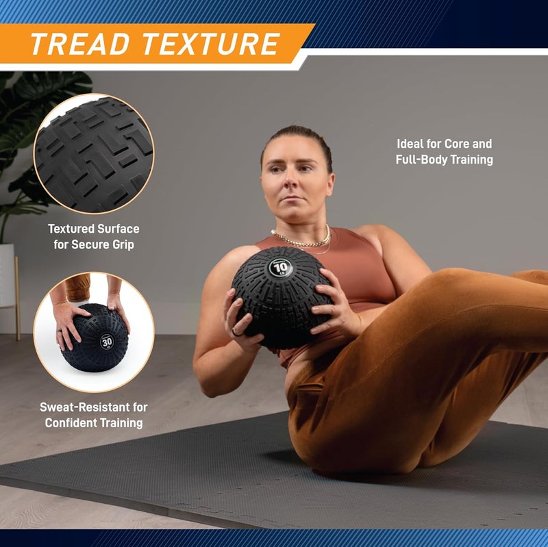 Marcy Slam Ball, 10–50 lbs Dead Weight, Non-Bounce, Sand-Filled Medicine Ball with Durable PVC Shell & Textured Grip for Slams, Tosses, Core & Full Body Training - Image 4